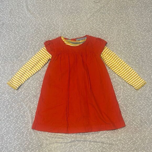 MINI BODEN Short Sleeve Dress with Striped Sleeve Top size 4-5Y 4 5 - Picture 1 of 9